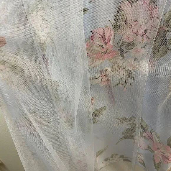 Floral Light Blue Sleeveless Girls Party Dress With Tulle Overlay & Satin Finish - Picture 9 of 14